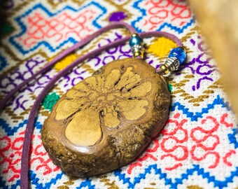 Handgefertigte Caapi Vine Kette: Verstellbares Lederband