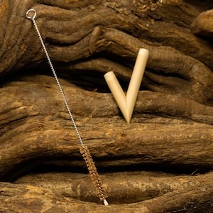 Bamboo Kuripe Plain with cleaning brush | Applicator | Rapeh | Shamanic Snuff Pipe | Handmade Kuripe