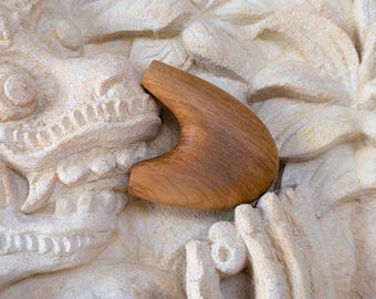 Runde Teakholz Kuripe | Handgefertigte Rapéh Pfeife | Glattes traditionelles zeremonielles Werkzeug