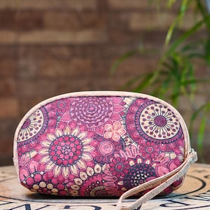 Kosmetikbeutel, Kosmetiktasche, Schminktäschchen mit Reißverschluss, Kunstleder in Korkoptik, im schicken Organza Beutel, Geschenk Idee