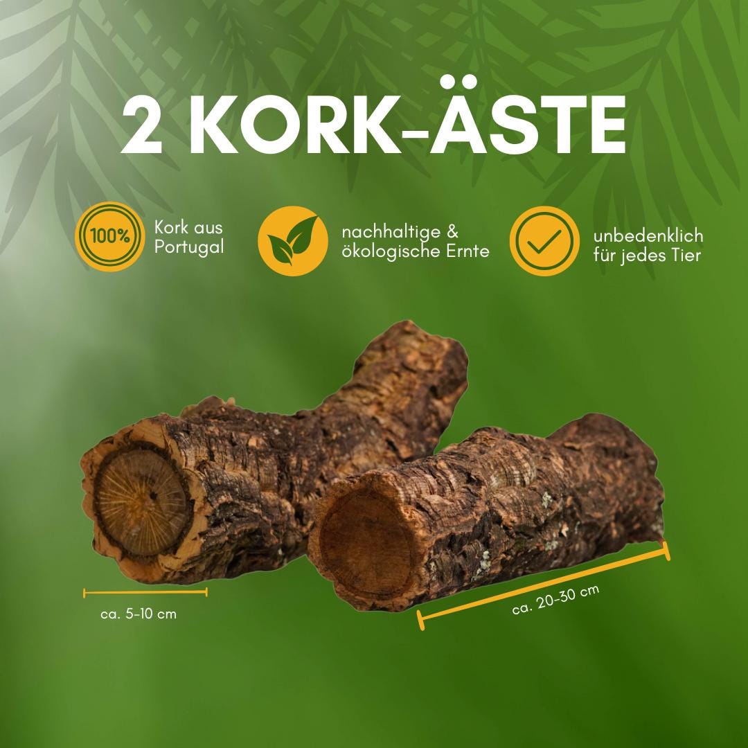 Kork Äste Abschnitte 1 Kg – Verschiedene Längen & Durchmesser, Naturprodukt Aus Portugal, Für Terrarien, Vogelkäfige, Zum Klettern, Knabbern & Basteln – Unbehandelt & Hitzebehandelt Bei 65 °C
