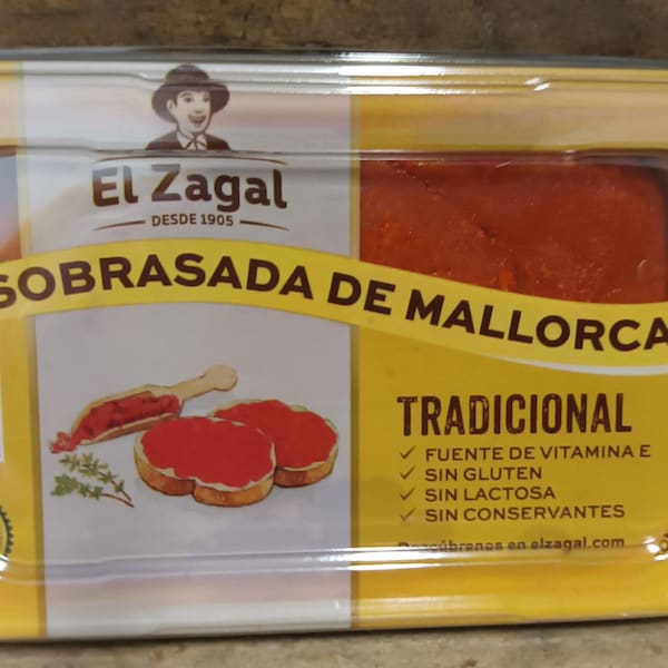 Euro 39,75 je 1 kg Sobrasada de Mallorca traditionelle Paprika Mettwurst  200 Gramm spanische Spezialität ( 2 Gratis Proben spanische Kekse)