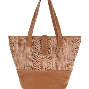 Cork ladies handbag made of cork with leather, spacious shopping bag, modern exclusive shopping bag, 2 carrying straps, shopping bag, color brown