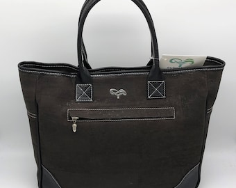 Kork Damen Tasche aus Kork mit Kalbs Leder, Moderne Exclusive große Einkaufstasche, 2 Obergriffe Shopping Bag/Tessa in braun