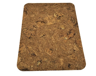 Cork placemat rectangular decorative cork 400 mm x 300 m x 3 mm - set of 4 pieces, place set plates vegan, water-repellent, wipeable brown