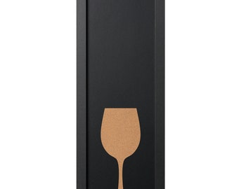 schwarze Kreidetafel mit Weinglas aus Kork dekorativ , zum Befestigen von Pinnadeln 20 x 60 cm