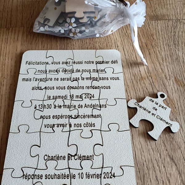 Faire-part- puzzle en bois