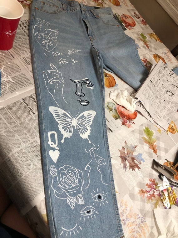 Turn My HeadphonesUp Real Loud — Julien's Lightning Rose Painting Denim  Jackets.