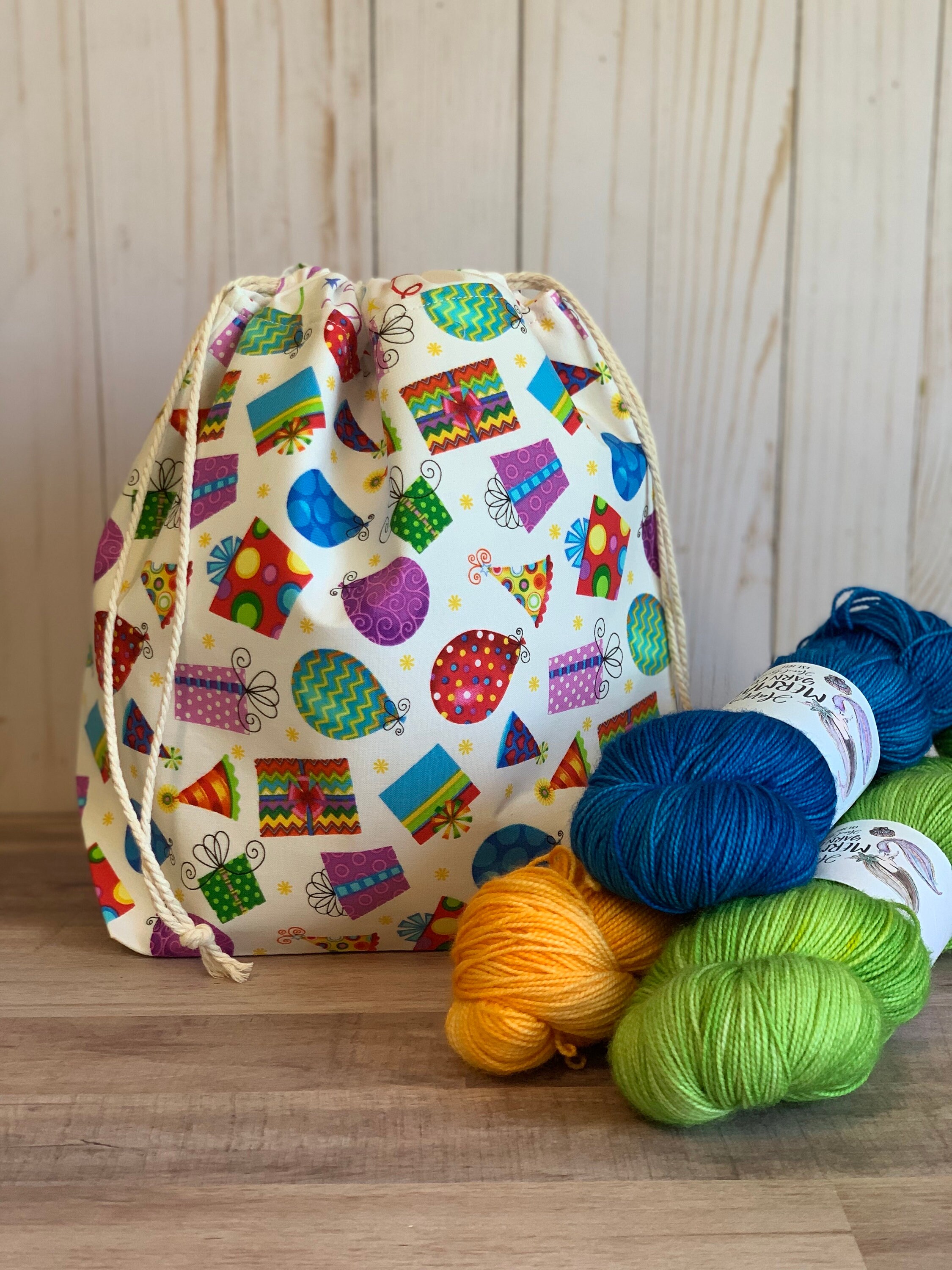 ★WV PROJECT☆HAPPY DYEING MINI BAG★ Medium Drawstring Project Bag: *happy Birthday* W/party