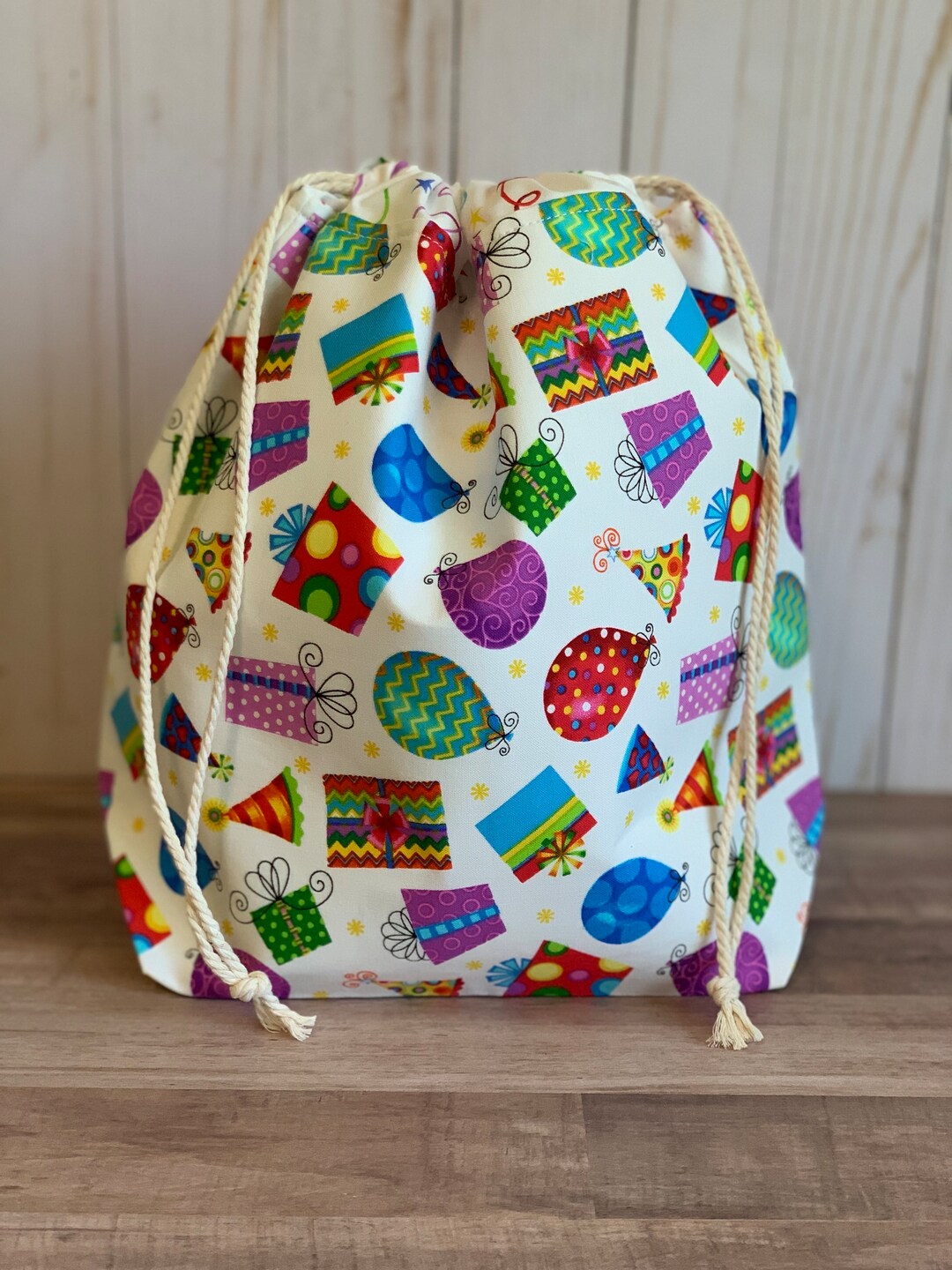 Medium Drawstring Project Bag: *happy Birthday* W/party
