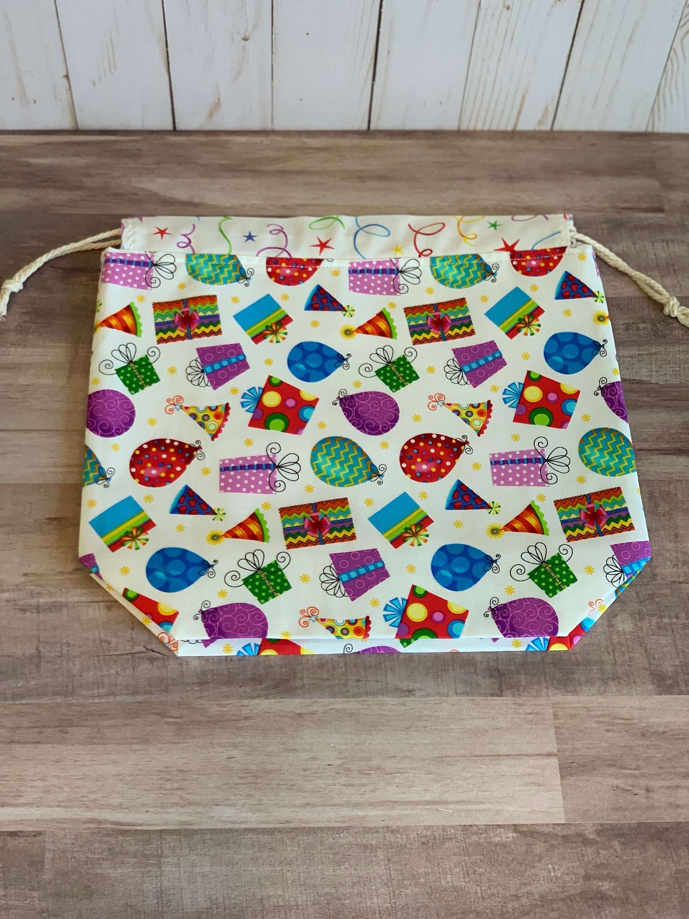 Medium Drawstring Project Bag: *happy Birthday* W/party