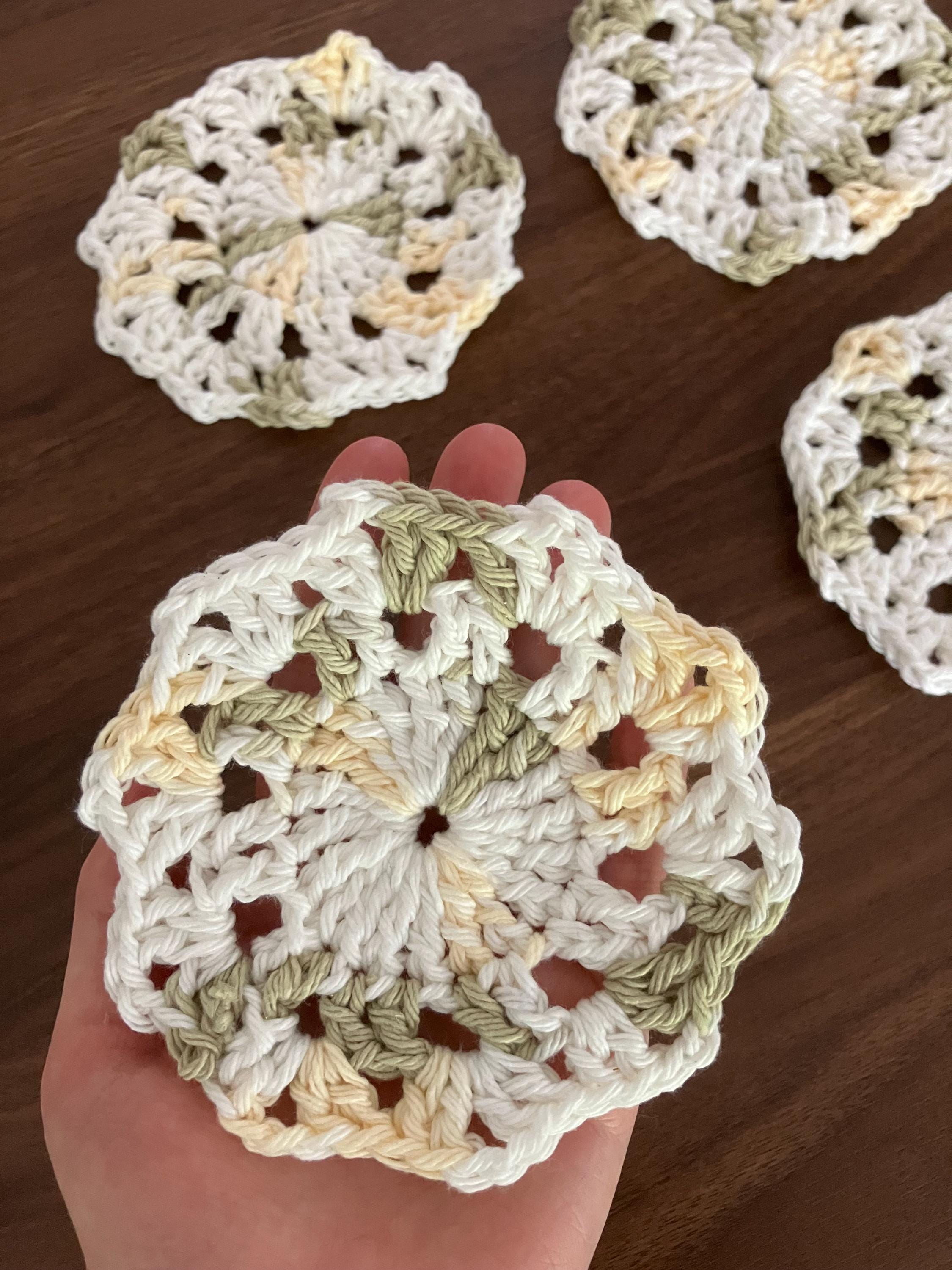 Crochet Coaster, 100% Cotton, Handmade Crocheted Coaster Set, White Yellow and Sage Green, Tea or Coffee Mug Mat, Housewarming Gift