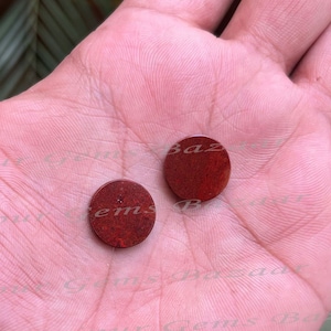 Natural Red Jasper Disc Cabochons - Flat Shape, Both Sides Polished, Calibrated loose gemstones for Jewelry Making - Various Sizes, Set of 2