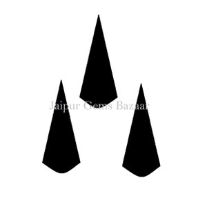 May include: Three black triangle-shaped earrings with a pointed tip. The earrings are arranged in a triangular formation. The text "Jaipur Gems Bazaar" is printed below the earrings.