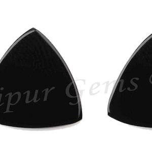 2 pcs Natural Black Onyx Flat Trillion Shape Gemstone for Jewelry Making, July Birthstone, Rings, Necklace, Bracelet, Pendant, All Sizes