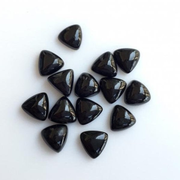 1Pc Natural Black Onyx Trillion Shape Flatback Cabochon Gemstone for Jewelry Making, Rings, Bracelet, Pendant, Wholesale Supplier, All Sizes