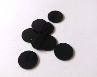 2pcs Set, Black Onyx Round Shape Flat Cabochon Gemstone, Cabochon Gemstone, Flat Natural Black Onyx Gemstone For Jewelry Making All Sizes