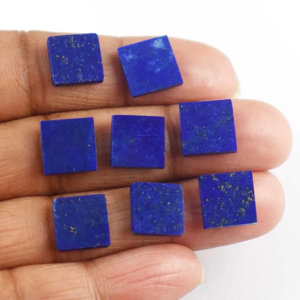5 pcs Set Natural Blue Lapis Lazuli Square Shape Flat Gemstone For DIY Jewelry Making All Sizes Available, Septemer Birthstone