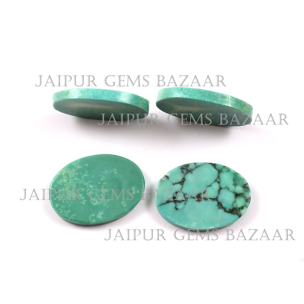 2 Pcs Naturel Turquoise Forme Ovale Plat Cabochon Gemme, Haute Qualité Turquoise Naturelle Des Deux Côté Plat Pierre Précieuse, Décembre Pierre De Naissance