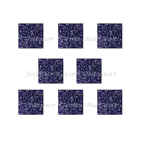 Piedra preciosa de disco plano de forma cuadrada de arenisca azul, piedra dorada azul brillante, piedra preciosa calibrada de piedra solar azul, piedra dorada para hacer joyas, 2 piezas
