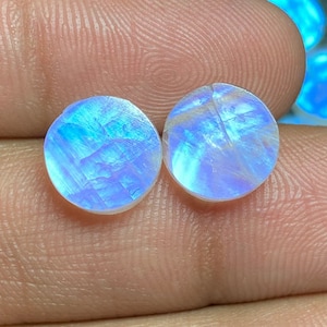 2 stuks, regenboogmaansteen ronde vorm platte cabochon edelsteen, cabochon edelsteen, platte natuurlijke maansteen edelsteen voor het maken van sieraden,