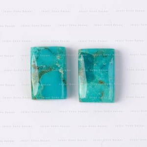 Natural Arizona Turquoise Rectangle Cabochon Gemstone for Jewelry Making, Calibrated Smooth Flat Back Gemstone, Birthstone Jewelry 2 pcs set