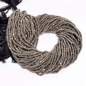 Natürliche Pyrit Facettierte Rondelle Strang, Pyrit Edelstein Rondelle Perlen 3mm-3.5mm, 1 Strang, für die Herstellung von Schmuck und Halskette, Armband