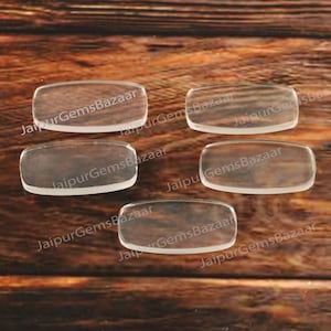 5pcs, Natural Crystal Quartz Long Rounded Rectangle Shape 12x16mm Both Sides Flat Cabochon Gemstone For Jewelry, Crystal Quartz Pendant,