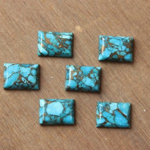 Natural Blue Copper Turquoise Rectangle Shape Smooth Cabochon Gemstone ...