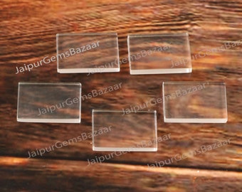 5 szt., naturalny kryształ kwarcowy w kształcie prostokąta 12 x 16 mm, obustronnie płaski kaboszon, kamień szlachetny do biżuterii, wisiorek z czystego kwarcu, tworzenie kolczyków,