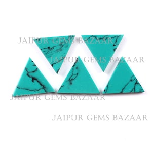 2 Pcs Synthetic Turquoise Triangle Shape Flat Cabochon Gemstone, Both Side Flat Turquoise Gemstone for Jewelry Making, December Birthstone