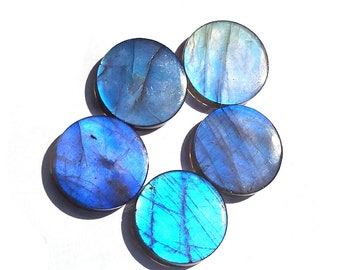 5pcs, Natural Labradorite Round Shape 12mm Flat Disc Cabochon Gemstone, Labradorite Both Side Flat For Jewelry Making, All Sizes Available