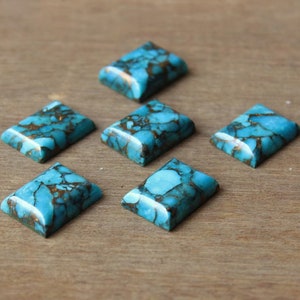 Natural Blue Copper Turquoise Rectangle Shape Smooth Cabochon Gemstone ...