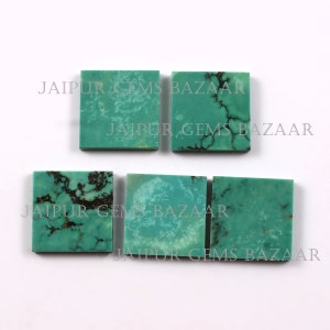 2 Pcs Natural Turquoise Square Shape Flat Cabochon Gemstone, Both Side Flat Turquoise Gemstone for Jewelry Making, December Birthstone,Gift