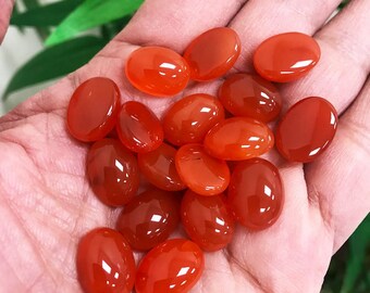 Natural Carnelian Oval Shape Flat Back Cabochon Loose Gemstone for Jewelry Making, Rings and Necklace, Birthstone, All Sizes Avl, 2 Pcs Set