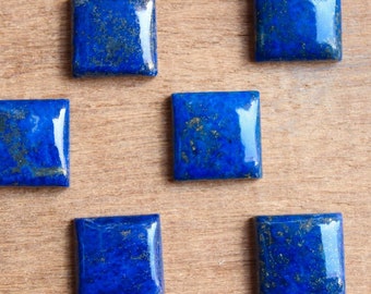1 pieza de lapislázuli azul natural, cabujón cuadrado con base plana para hacer joyas, piedra natal de septiembre, regalo de Pascua, todos los tamaños.