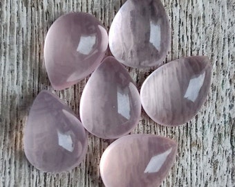 Amazing Rose Quartz Pear Shape Flat Back Cabochon Gemstone For Jewelry Making, High Quality Rose Quartz Gemstone, All Sizes Avl, 2 Pcs Set