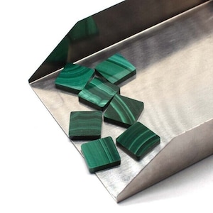 Cabochon calibrati a forma quadrata piatta in malachite naturale per la creazione di gioielli, cabochon quadrato piatto in malachite disponibile in tutte le dimensioni, 2 pezzi