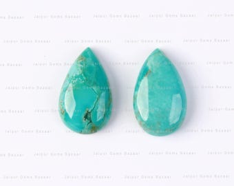 Piedras preciosas naturales de cabujón de pera de turquesa de Arizona para hacer joyas, anillos, collares y colgantes, joyas con piedra natal, todos los tamaños promedio, juego de 2 piezas