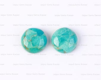 Piedra preciosa cabujón de turquesa de Arizona con parte posterior plana y redonda, piedra preciosa suelta y calibrada para hacer joyas, juego de 2 piezas de piedras de nacimiento