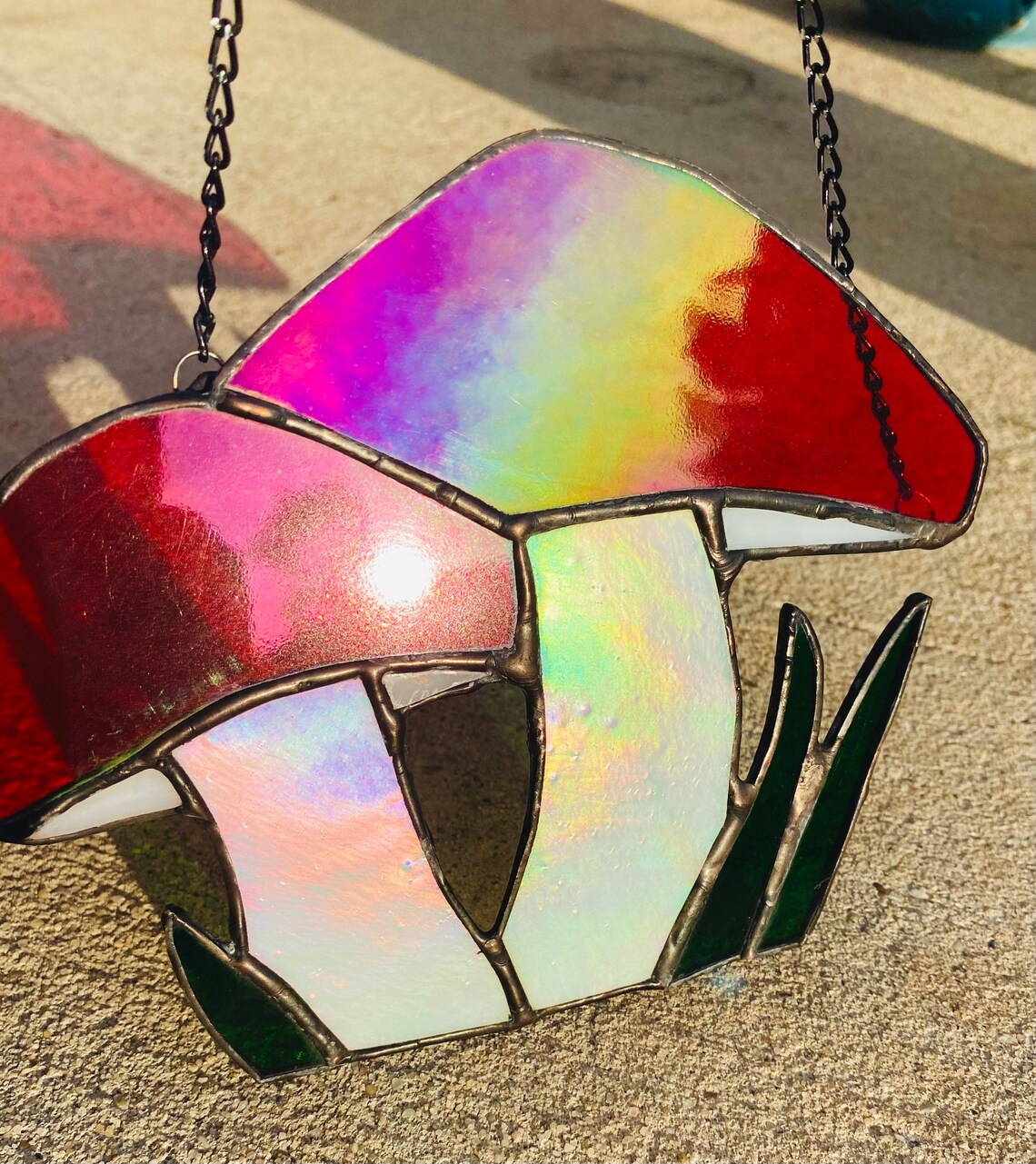 Magic Mushroom Stained Glass Suncatcher Etsy