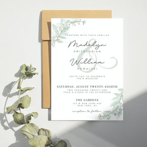 Printable Wedding Package | Wedding Invites | Thank You | Invitation Template | Canva | Editable | Printable | Greenery | Eucalyptus