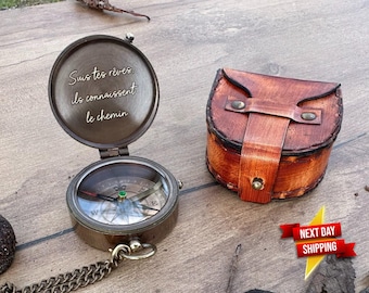 Bussola incisa, bussola della prima comunione, bussola del battesimo, regalo di Natale, bussola personalizzata per papà, regalo per il fidanzato.