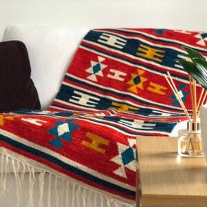Handwoven Egyptian Kilim Rug – Boho Wool Area Rug, Tribal Decor