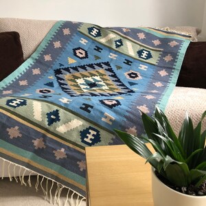Handwoven Kilim Rug – Egyptian Handmade Wool Rug, Boho Area Rug, Bedouin Decor, Vintage Tribal Rug, Handwoven Home Decor