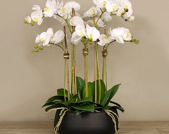 Orchid Centerpiece Flower Arrangement for Dining Table Floral Table Arrangement for Luxury Homedecor Real Touch Modern Flower Arrangement