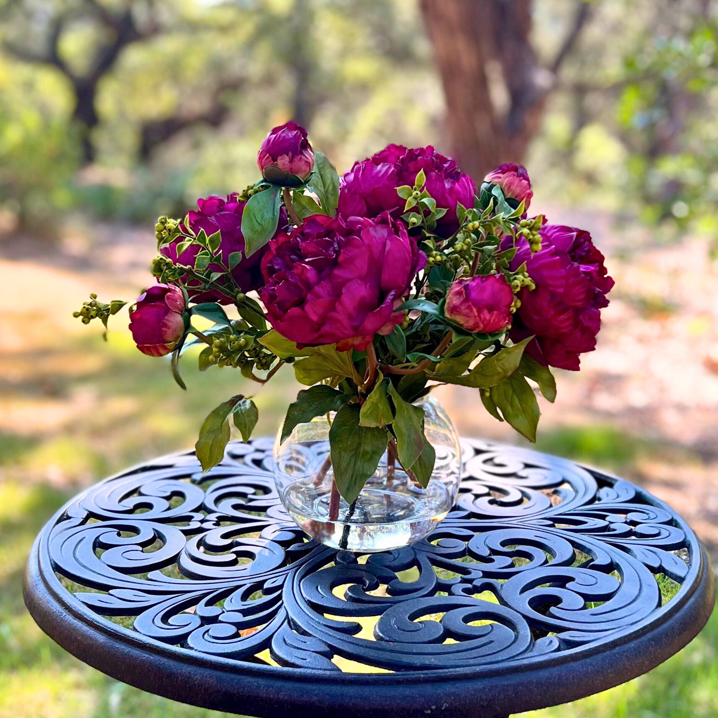Peony Centerpiece Arrangement in Vase Real Touch Peonies Flower Arrangement Silk Peonies