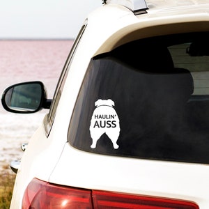 Vinyl decal Australian Shepherd Haulin’ Auss