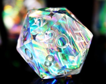 Prismatic Aurora Polyhedral Sharp Edge Dice Set