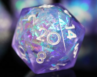Lavender Quartz Polyhedral Sharp Edge Dice Set